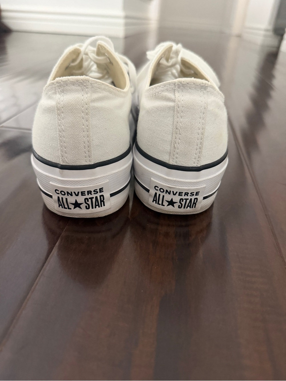 Converse White Canvas Low-Top Sneakers with Black Insole Logo - Picture 3 of 5